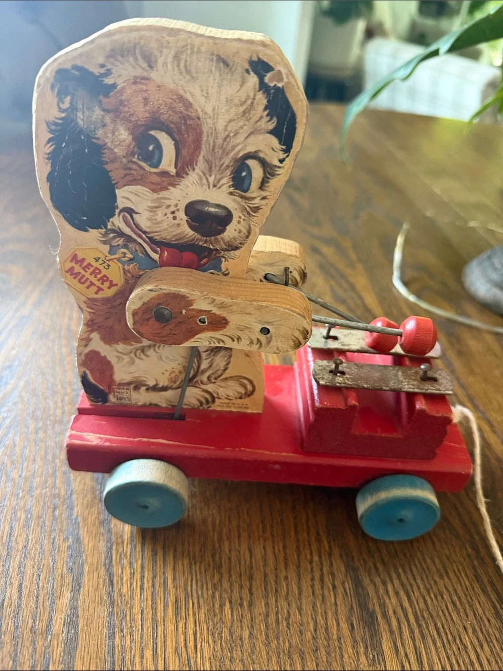 Vintage Merry Mutt -Red Pull-Along Puppy Toy